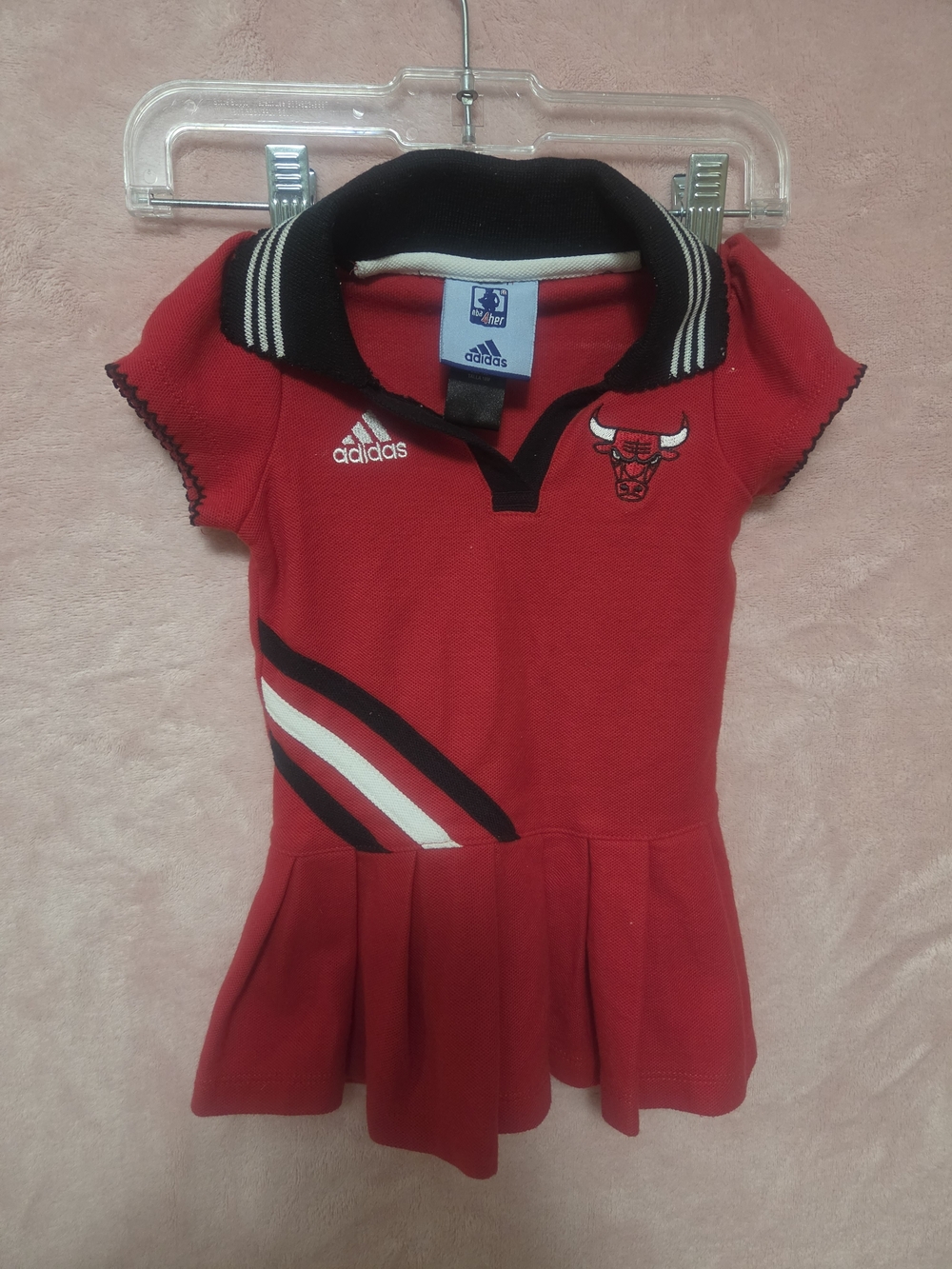 adidas Red Chicago Bulls Polo Dress with Black & White Trim